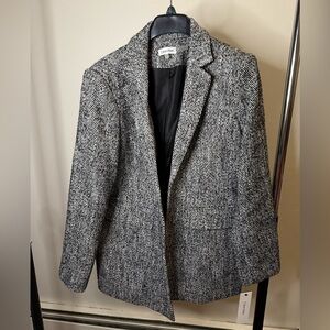Calvin Klein women's black and white herringbone blazer.